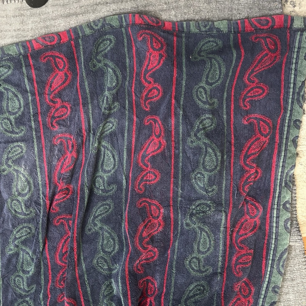 Vintage Turkish Cotton Blend Robe Knightsbridge OS Burgundy Green Paisley Belted - Picture 16 of 16